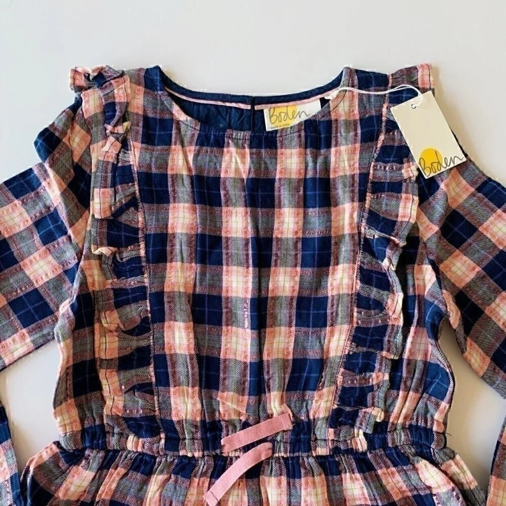 NWT Mini Boden Frill Tiered Long-sleeve Girl Dress 9-10 Years